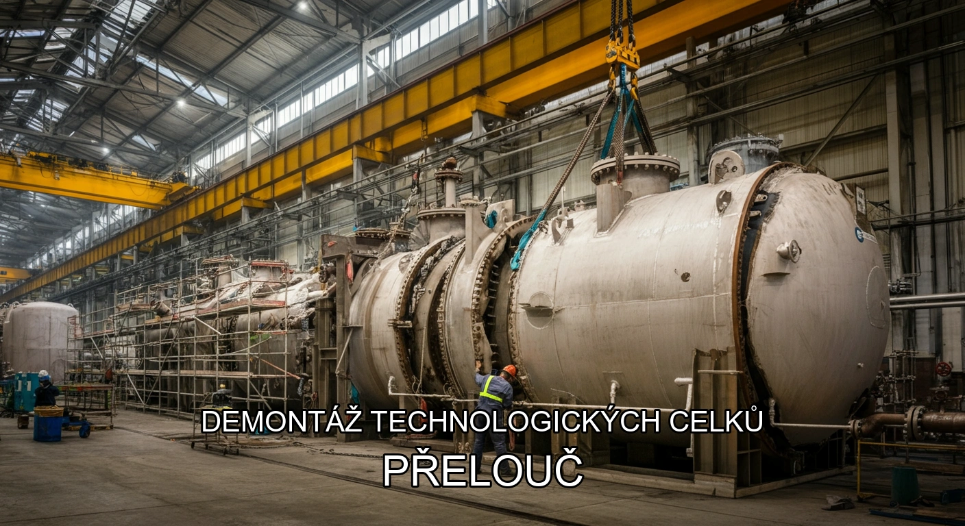 Demontáž technologických celků a hal Přelouč
